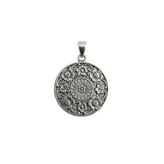Silver Circle Pendant: Textured Metal Charm
