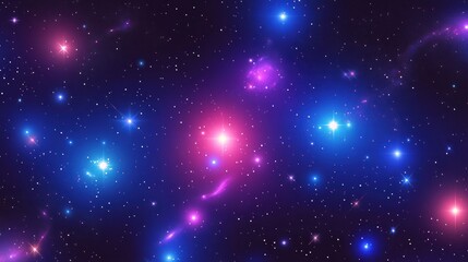 Fototapeta premium A glowing cosmic-inspired abstract background with bright stars and colorful nebulae in purple, blue, and pink, evoking a sense of wonder and space exploration