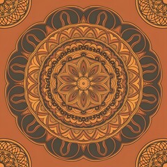 Elegant gold ornamental vintage floral seamless pattern with abstract lace mandala decoration