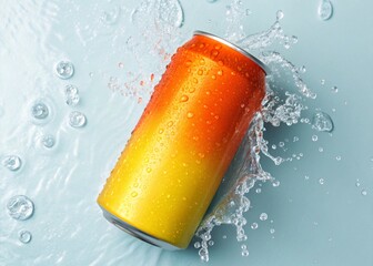 yellow orange drinking can mockup