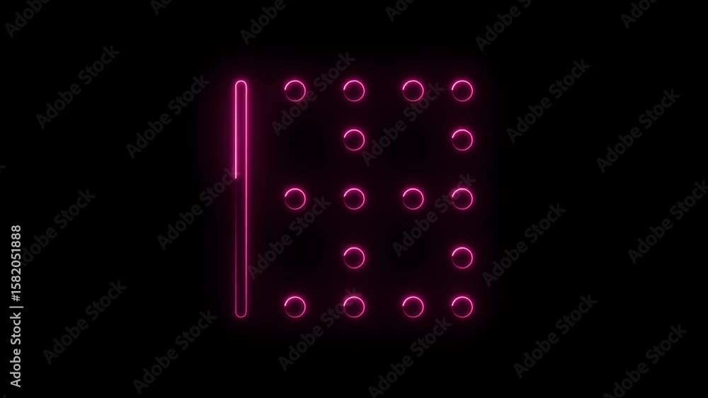 Poster animated pink neon elements forming grid and line on a black background loopable