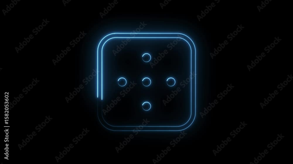 Aufkleber glowing neon button animation modern technology ui element black background futuristic icon