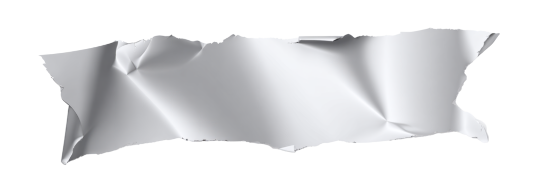 Flat silver foil sheet with torn corners