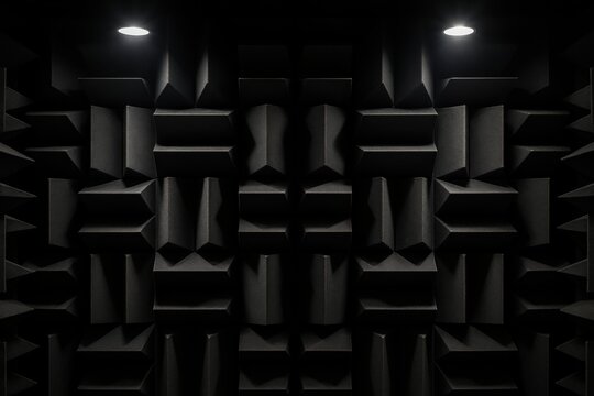 Echoes in Silence: An anechoic chamber, a room specifically engineered to absorb all sound reflections, creates an environment of absolute quiet, highlighting the precision of acoustic science. 