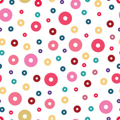 A pattern with circles. Seamless pattern with multicolored circles. Bright multicolored abstract pattern. Color pattern for prints and gift wrapping. Vector illustration.