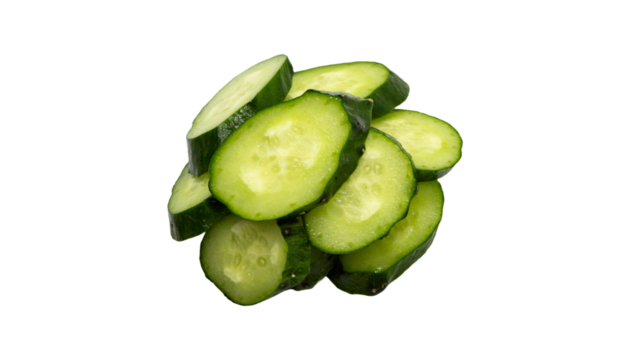 料理用のスライスきゅうり（背景透過）