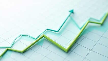 3D Rising Arrow Graph on Grid Background – Symbol of Business Growth, Financial Success, and Economic Progress