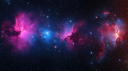 Colorful nebula with many stars in deep space