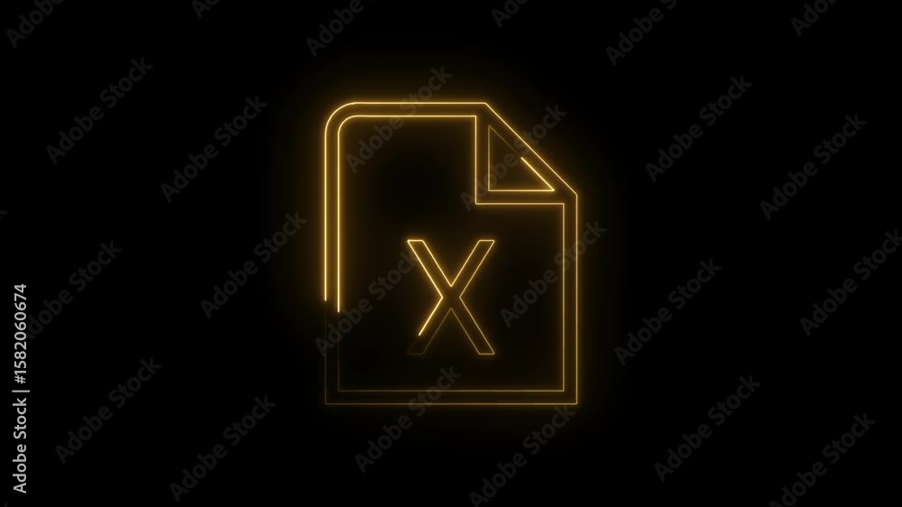 Aufkleber glowing excel file icon animation on black background for business presentations and data analysis