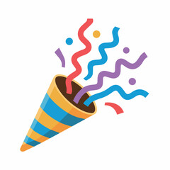 Download party popper vector for birthday celebration and festive event graphic design element vector