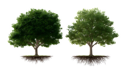 Verdant Duo: Twin trees stand tall, a testament to nature's resilience, showcasing vibrant foliage and strong roots. Their presence evokes a sense of growth and the enduring power of life.