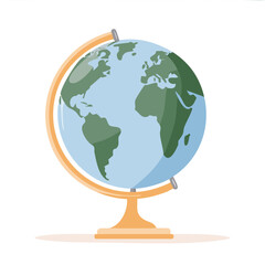 Cute globe stand flat vector