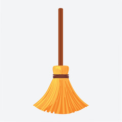 Cute broom flat vector