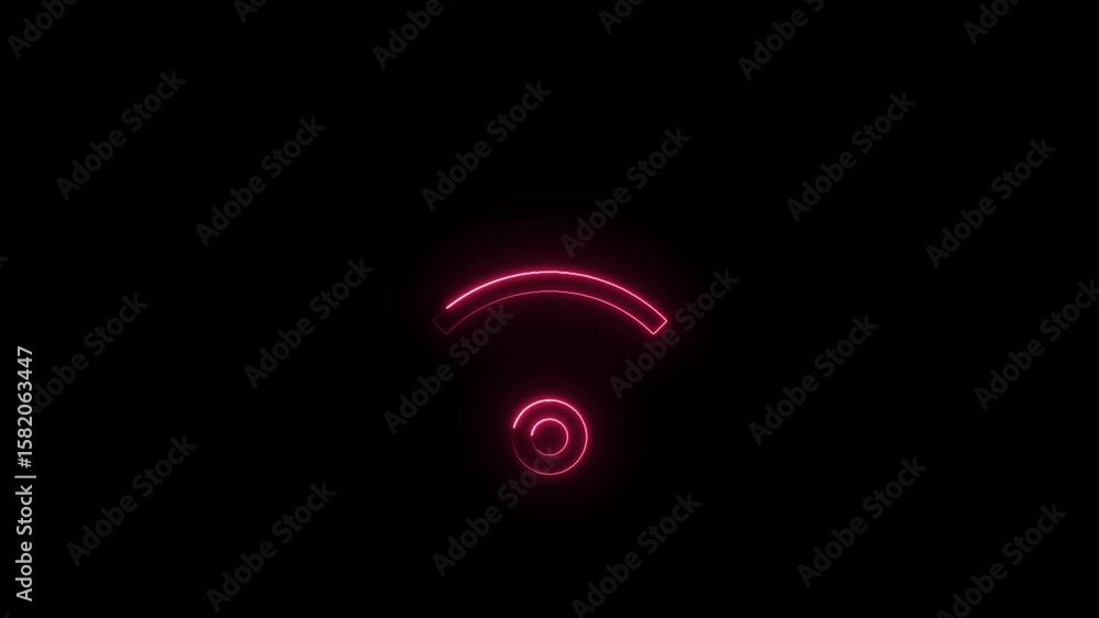 Aufkleber animated red neon wifi symbol on black background with seamless loop for technology concepts