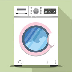 Cute washing machine flat vector