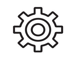 Clean mechanical engine gear icon in vector outline