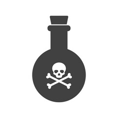 Poison Bottle with Skull and Crossbones Icon, Warning Hazard Symbol