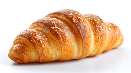 Fototapeta premium Golden Croissant's Delight: A close-up shot of a freshly baked, golden croissant. The flaky layers and rich color creates a tempting treat.