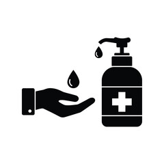 Hand Sanitizer Dispenser Icon, Personal Hygiene and Germ Protection Symbol