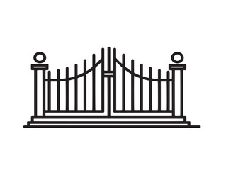 Elegant fence and gate icon in clean vector lines