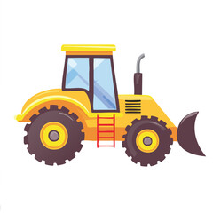 Cute bulldozer flat vector
