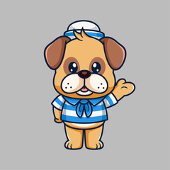 A dog in sailor clothes. Vector illustration. Animal in clothes and accessories