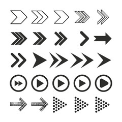 Arrows set of 100 black icons. Arrow icon. Arrow vector collection. Arrow. Cursor. Modern simple arrows. Vector illustration.