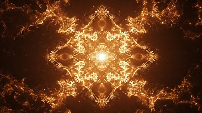 Abstract golden mandala in space