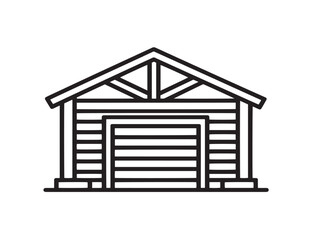 Garage building exterior icon in flat vector art