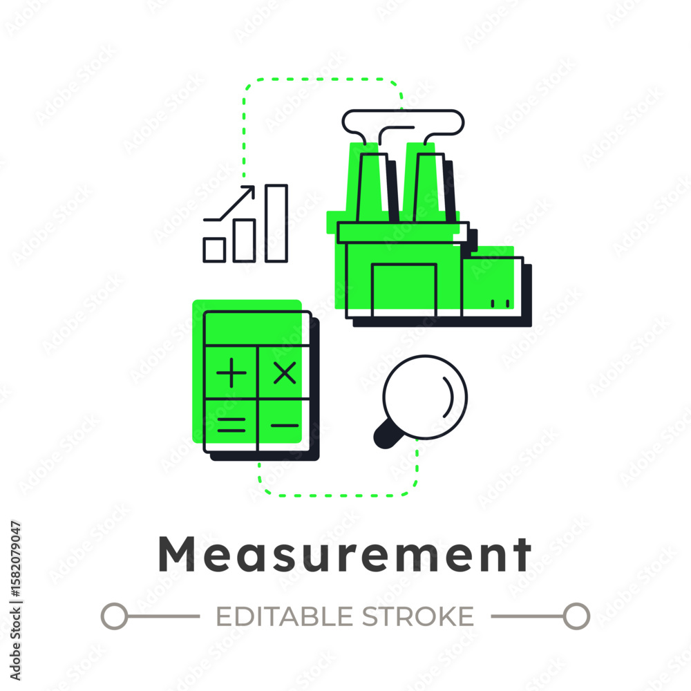 Poster measurement modern linear concept icon. resources data gathering. step in capacity organization proc