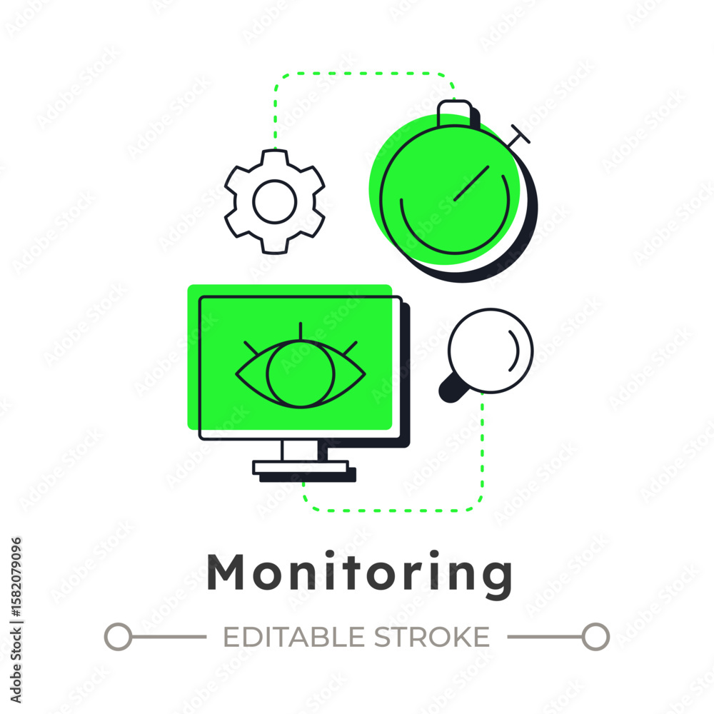 Poster monitoring modern linear concept icon. tracking of organization performance. step in capacity manage