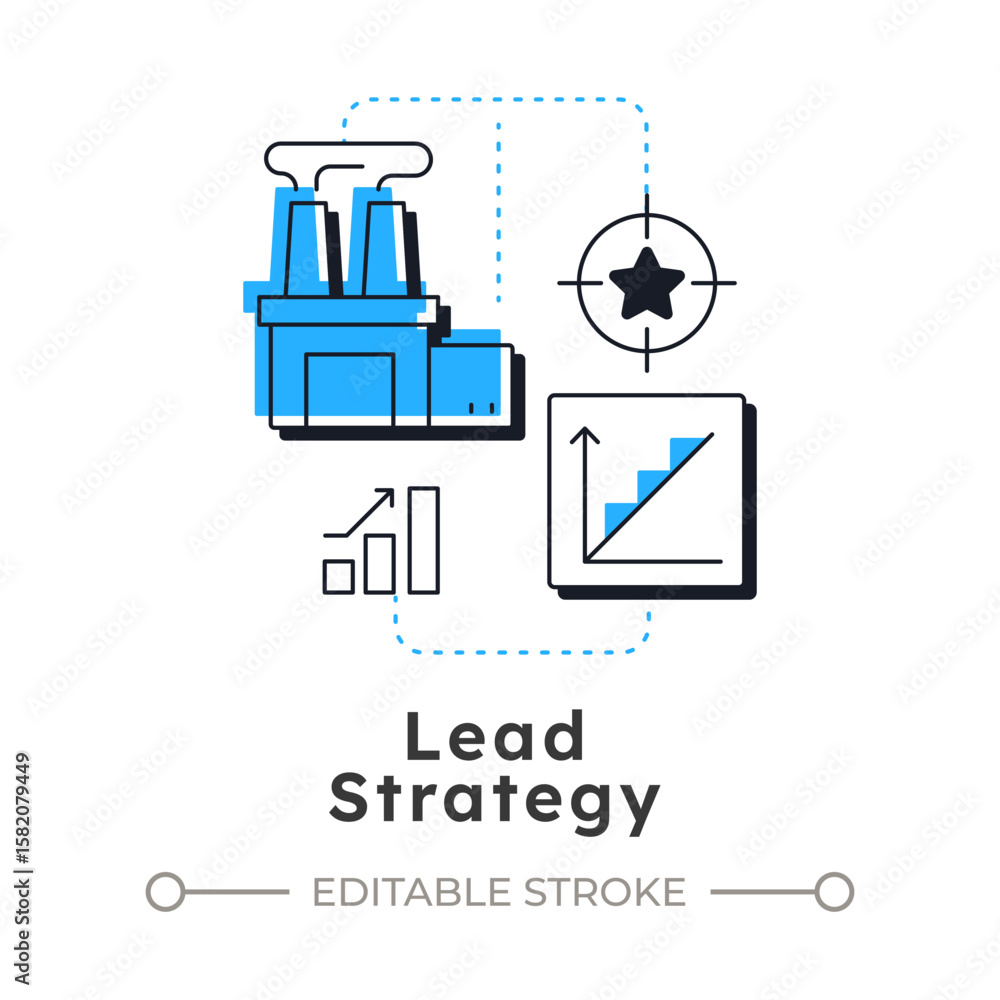 Poster lead strategy modern linear concept icon. increases resources for predicted demand. capacity managem