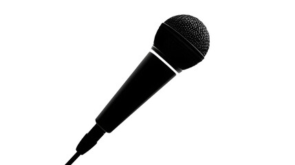 Dynamic Microphone in Monochrome: A sleek, black microphone is displayed in this high-contrast image, perfect for audio recording and vocal performances.