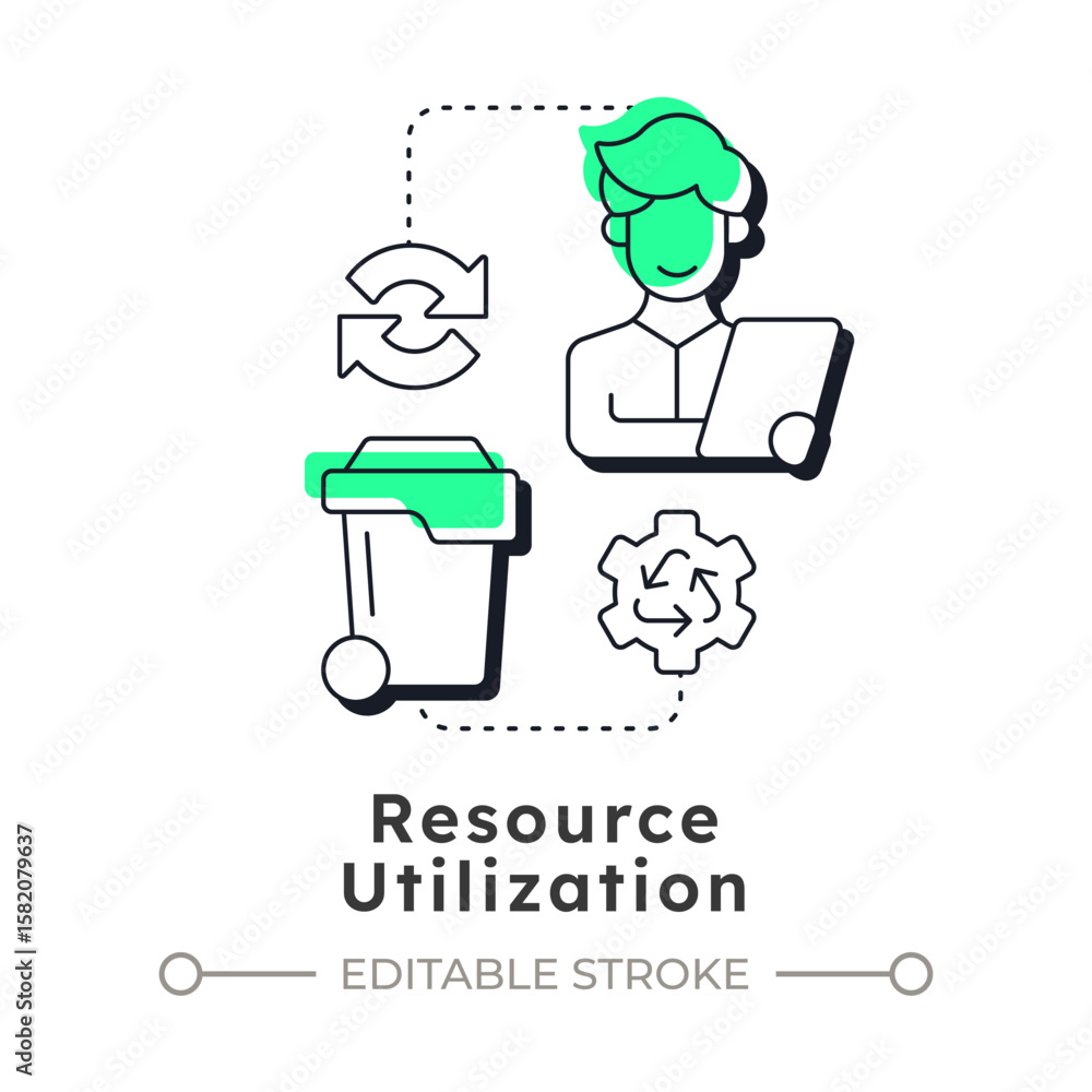 Poster resource utilization modern linear concept icon. strategic efficient usage. benefit of capacity mana