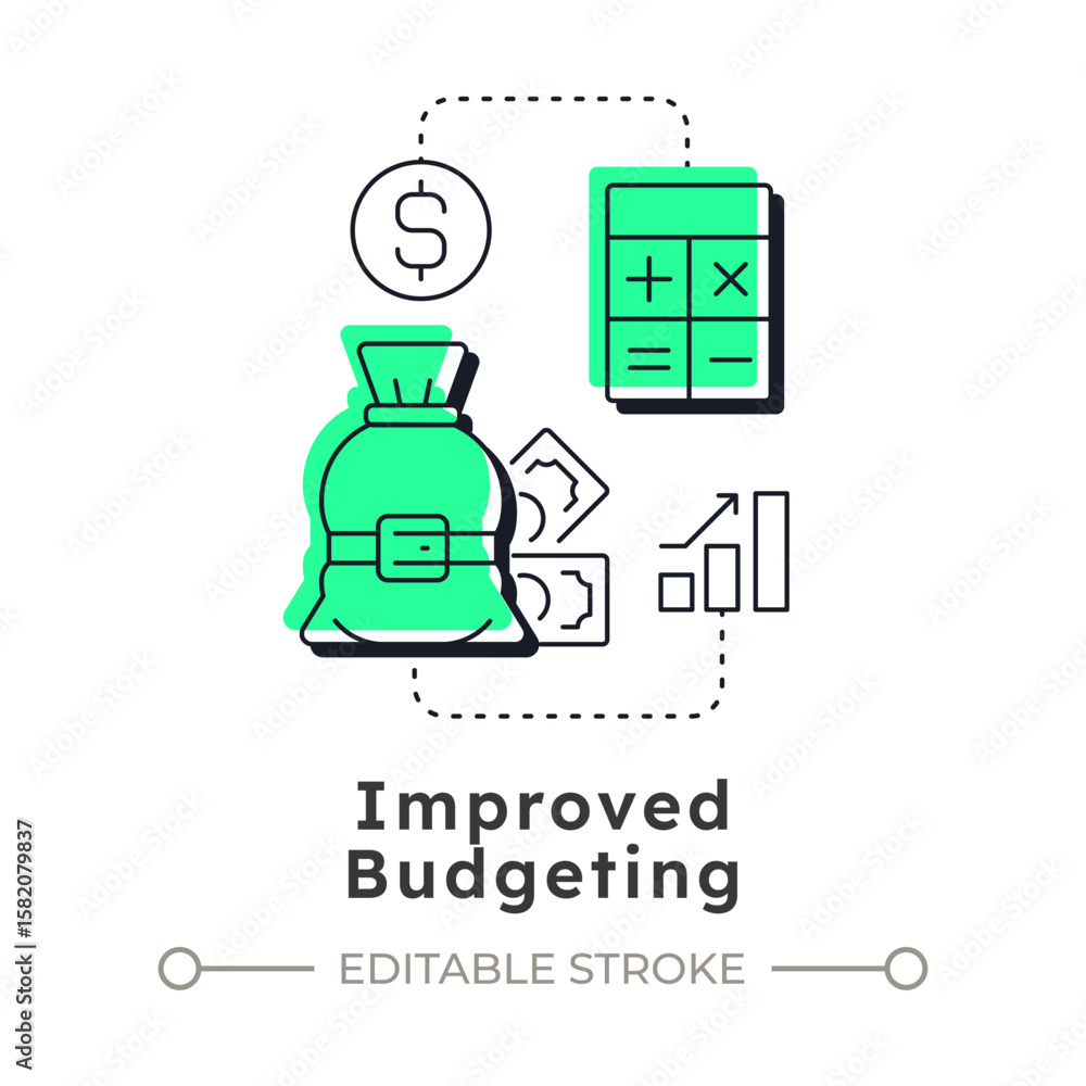 Poster improved budgeting modern linear concept icon. reduce financial surprises. benefit of capacity regul