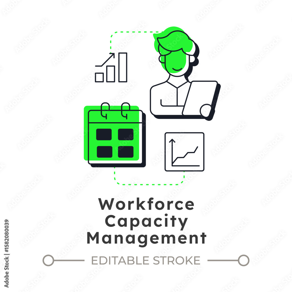 Poster workforce capacity management modern linear concept icon. forecasting labor needs. human resources o