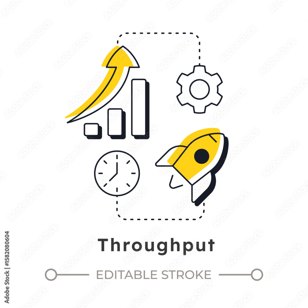 Poster throughput modern linear concept icon. actual performance and efficiency in company. capacity manage