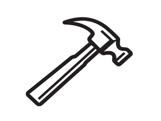 Hammer hand tool icon in outlined vector style