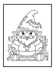 Fototapeta premium Halloween Gnome Bold & Easy Coloring Pages for Kids and Adults.