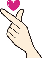 指でハートを作るイラスト