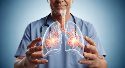 Doctor holding human lungs medical anatomy