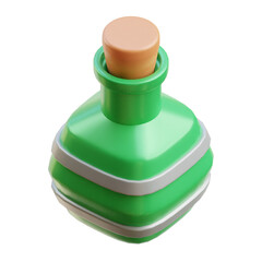 Brown and green Magic Potion 3d icon illustration