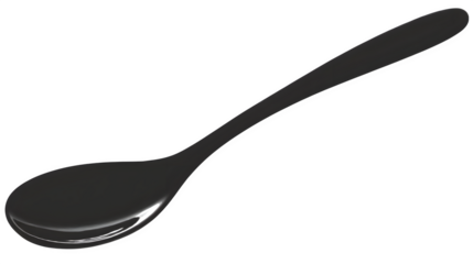 Single spoon icon, filled black silhouette style,