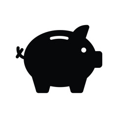  Black Piggy Bank Icon, Savings, Finance, Investment, Budgeting, Financial Planning Symbol