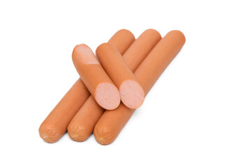 Fresh chicken sausages, a popular snack, a hot dog with a meat sausage