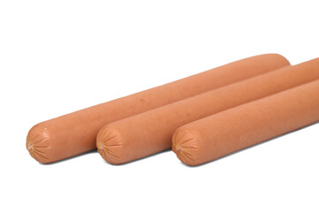 Pork sausages isolated on white background, ingredient for American hot dogs