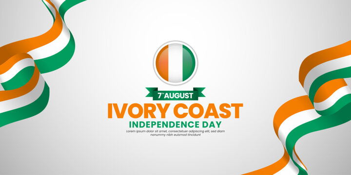 ivory coast independence day banner background august 7th design element with waving ribbon flag