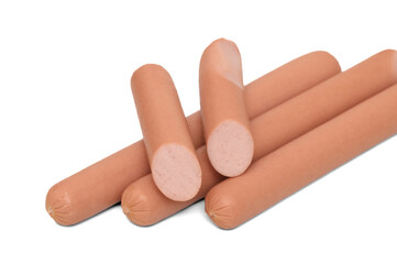 Breakfast sausages on a white background, meat mechanically separated