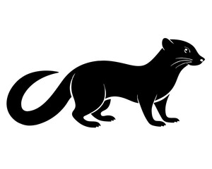 Fototapeta premium Discover a striking vector silhouette of a mongoose, rendered in black against a clean white background, perfect for diverse design applications.