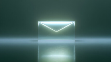 Enigmatic Envelope: An ethereal, luminous envelope, bathed in a soft, ambient glow, floats effortlessly in a world of subtle shades, hinting at the secrets held within and the power of communication.